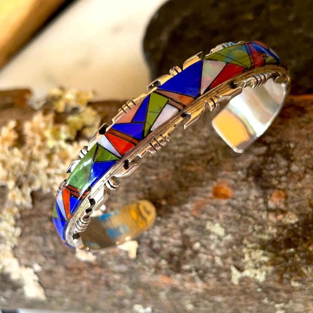 Sold Vintage Navajo A. Francisco Multi Stone Bracelet - Picture 2 of 15